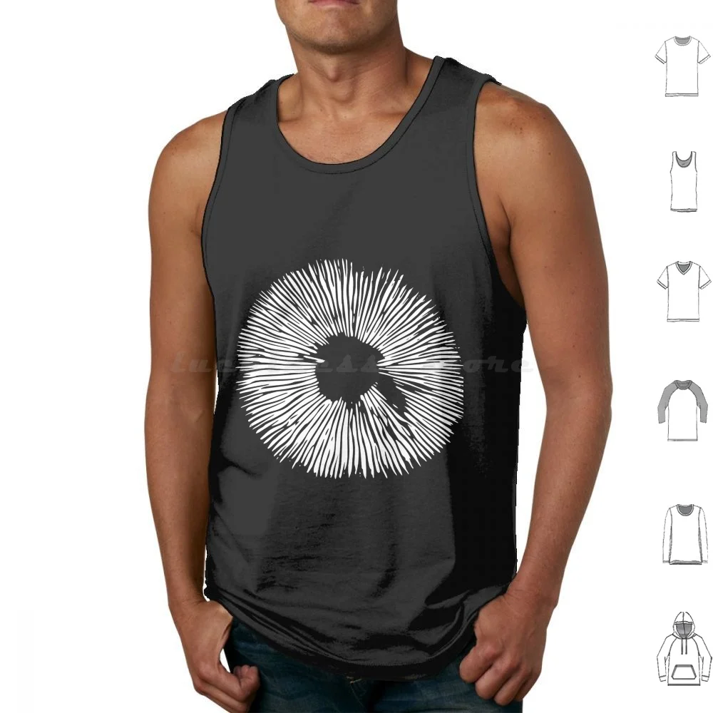 Mycology On Stencil Mushroom Spore Print Black Tank Tops Print Cotton Forest Spore Stencil Shroom Mushrooms Fungi Spores