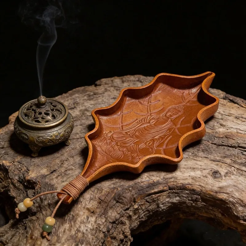 Leather Jewelry Storage Tray Leaf Shape Ring Display Tray Creative Earrings Trays Desktop Bracelet Necklace Organizer Trays