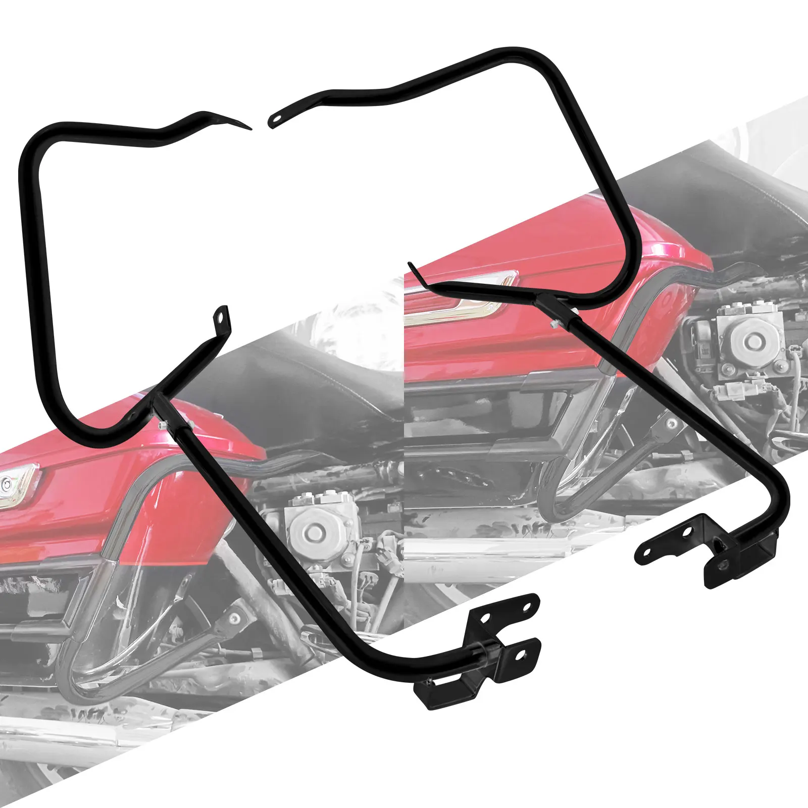 

Комплект кронштейнов и защитных стоек для задних кофров мотоцикла, черный, для Harley Touring Electra Street Glide Road King FLHT 2014-2022