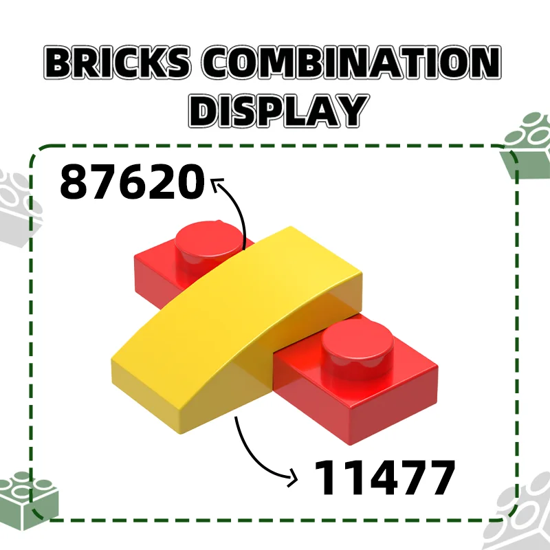 Wange 310Pcs/lot 11477 Slope Curved 2x1x2/3 Block Moc Color Accessories Compatible with Brick DIY Children\'s Toy Assembly Parts