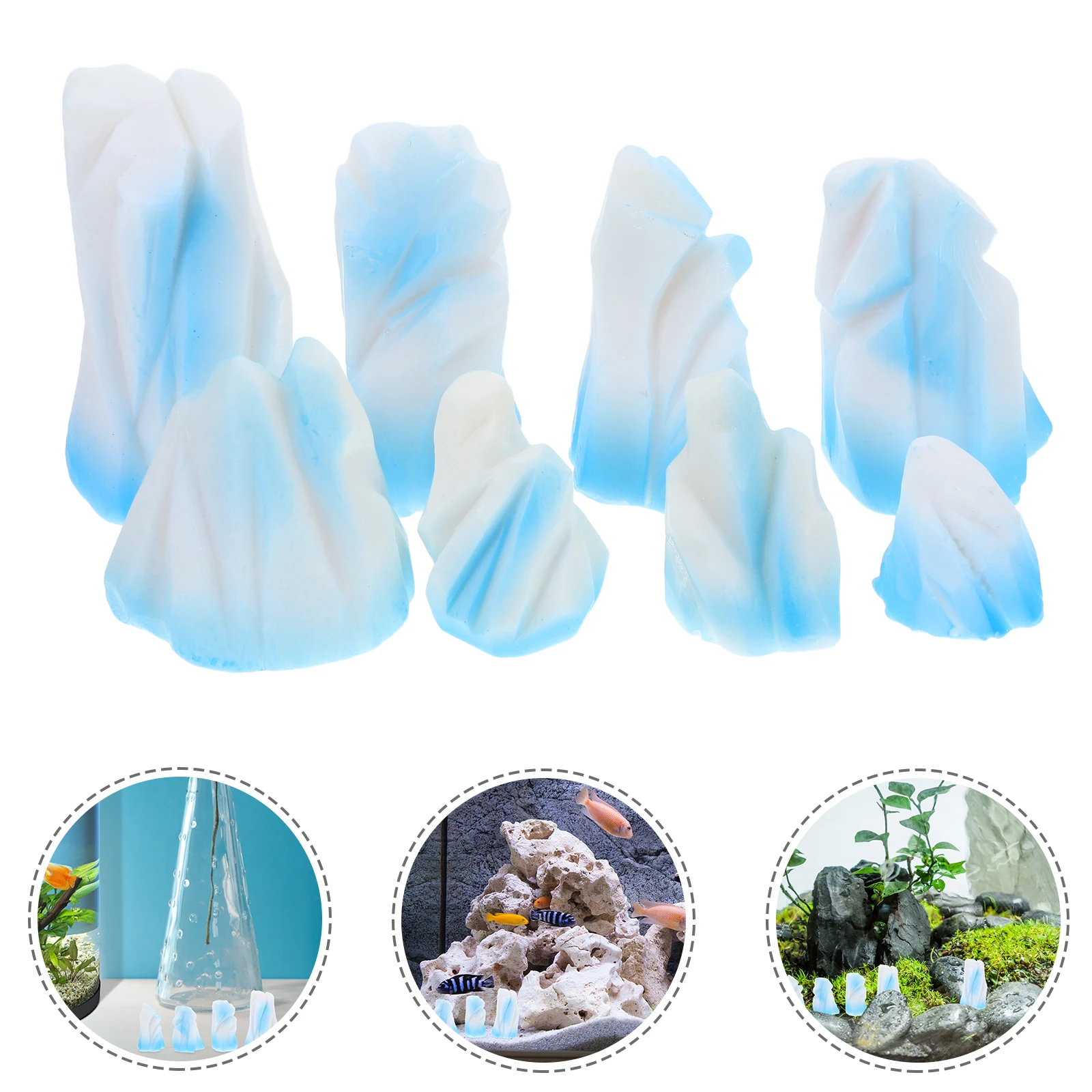 

8 Pcs Miniature Floeberg Ornament Decoration Mini Floeberg Resin Crafts Vivid Realistic Winter Home Pet Supplies Tabletop Decor