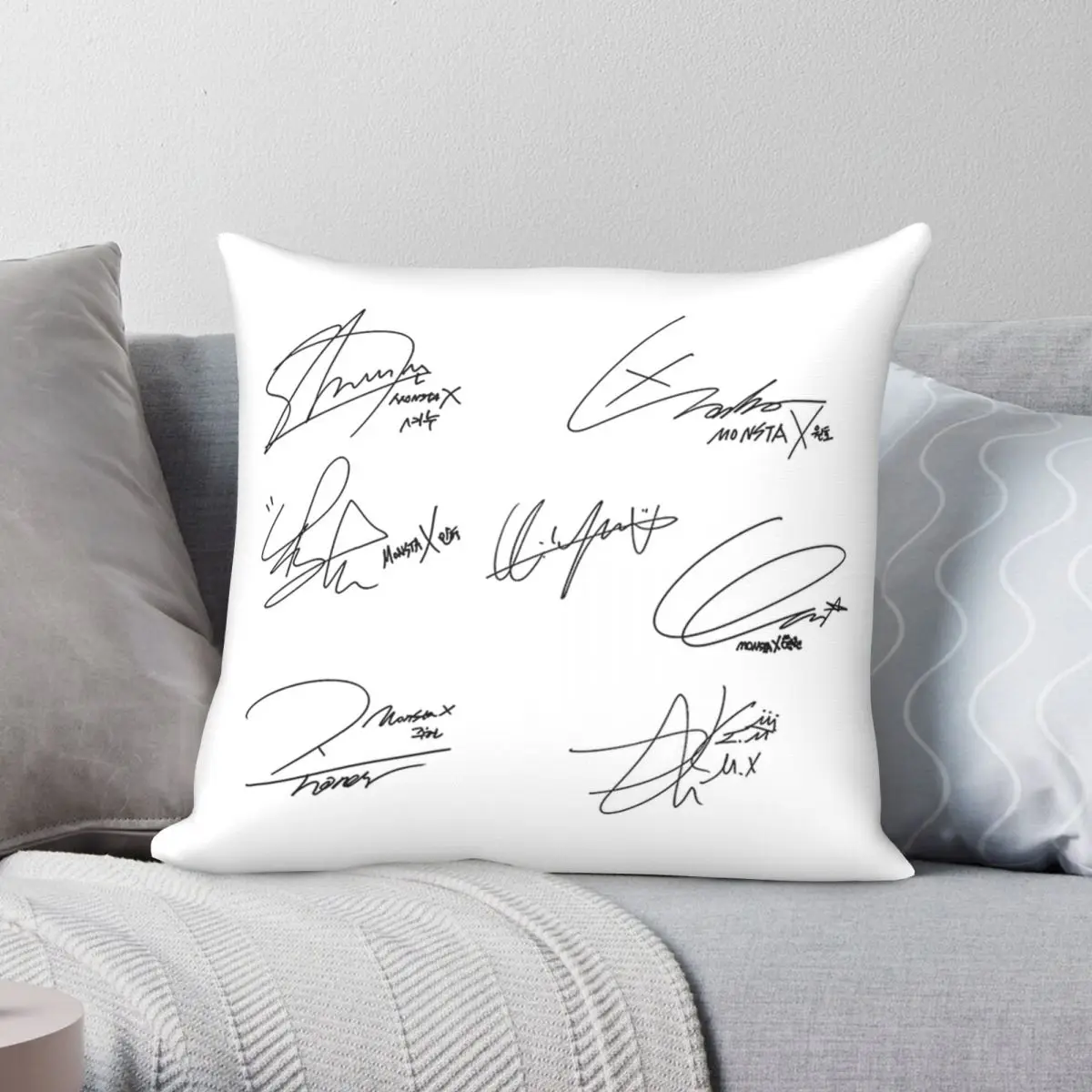 MONSTA X Signatures Pillowcase Polyester Linen Velvet Pattern Zip Decor Throw Pillow Case Sofa Cushion Cover 18