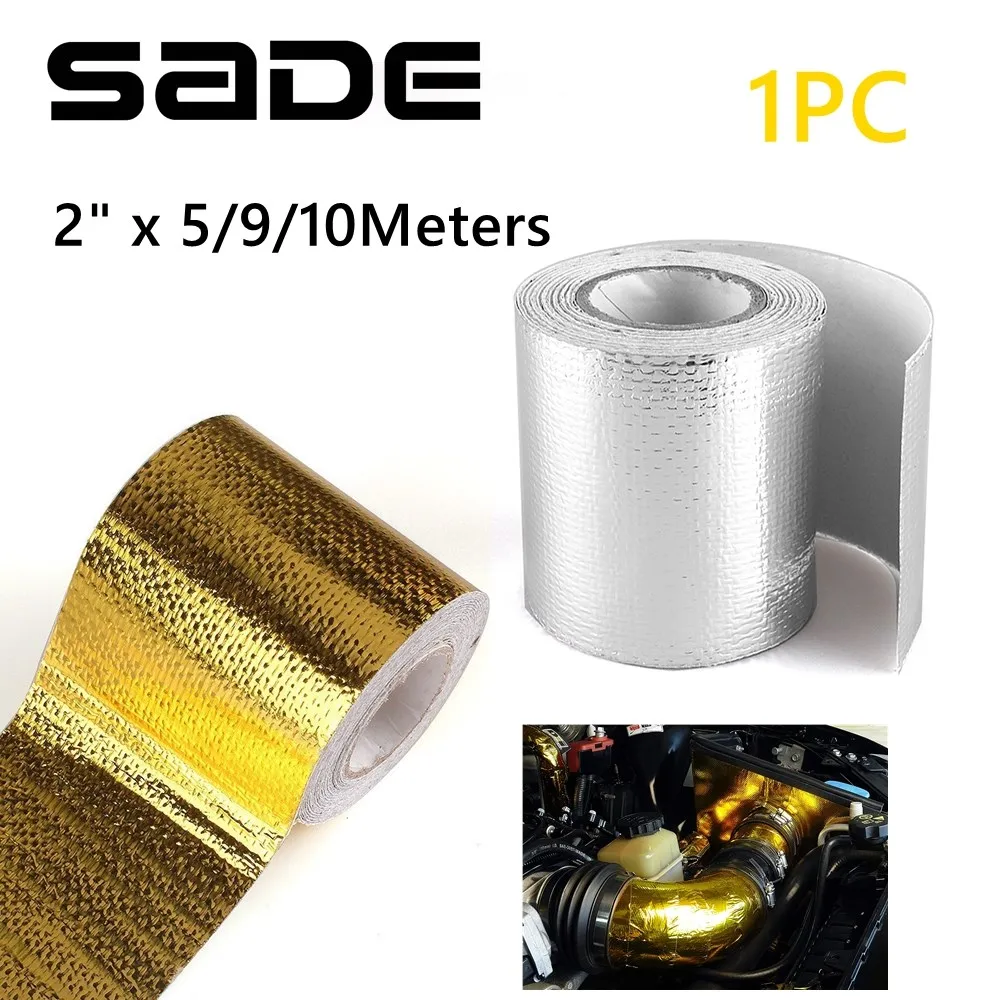 Gold Thermal Exhaust Tape 5/9/10M Air Intake Heat Insulation Shield Wrap Reflective Heat Barrier Self Adhesive Engine Universal