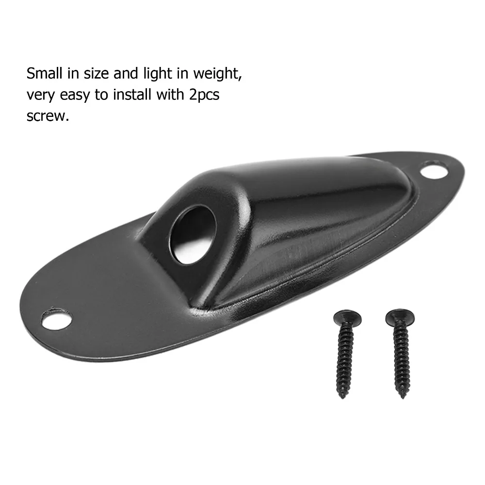 Professional Metal Guitar Jack Plate Oval Shape Black Electric Guitar Output Jack Boat Style Jackplate Electric Guitar