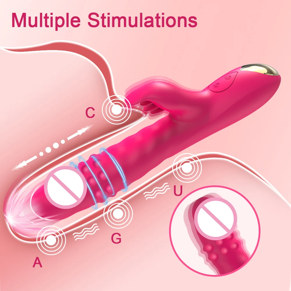 G Spot Vibrator for Women Sex Toy Vagina Clitoral Massager Powerful Vibration Telescopic Rotation Vibrator Licking Machine