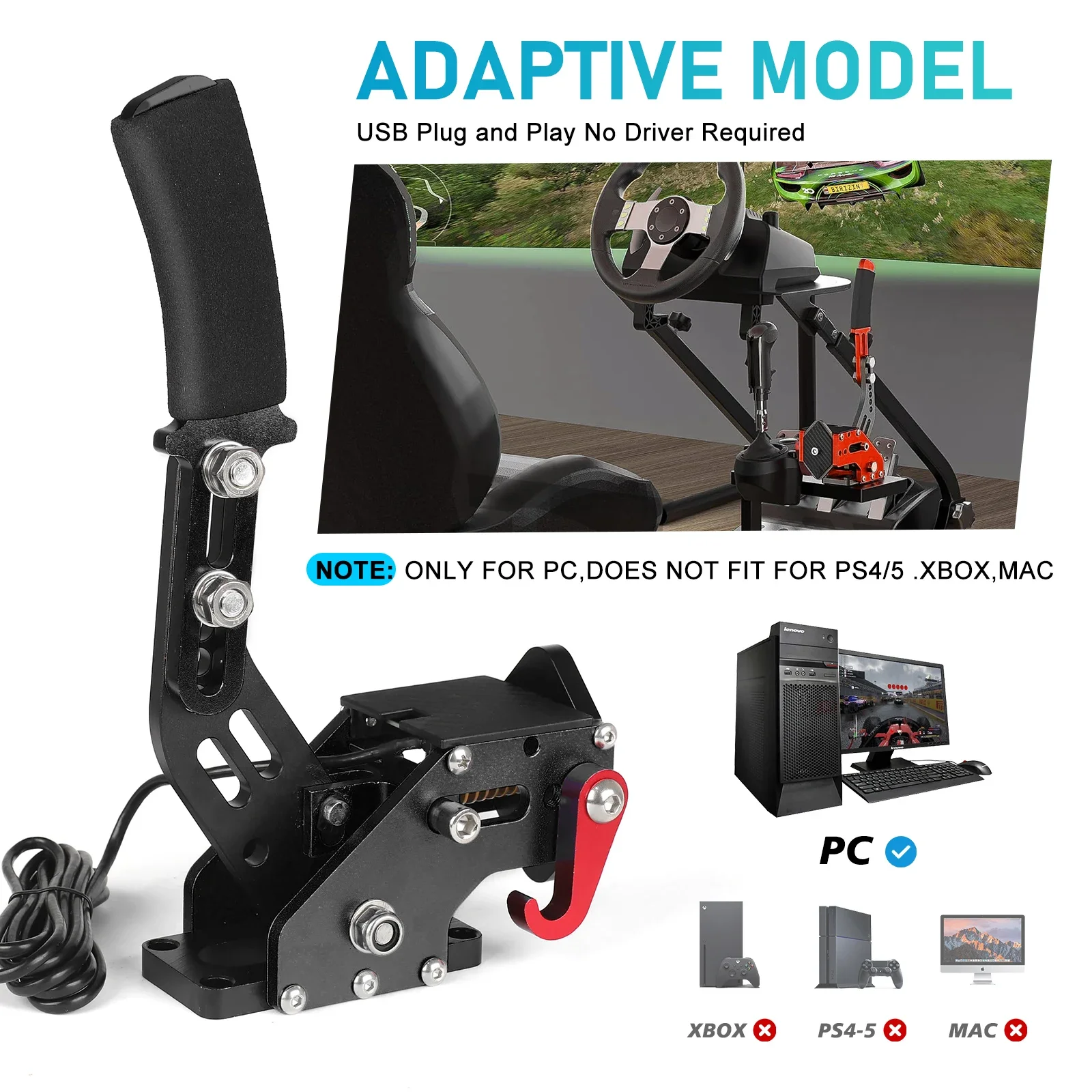 For G25/27/29 T300 T500 USB Handbrake SIM Only For PC Racing Games Fanatecosw Dirt Rally Hand Brake System Red Black Blue