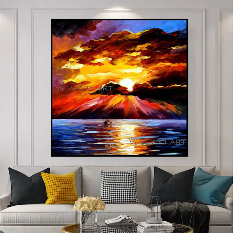 

Handmade thick knife Jinshan landscape painting modern abstract landscape oil painting wall art painting living room corridor de