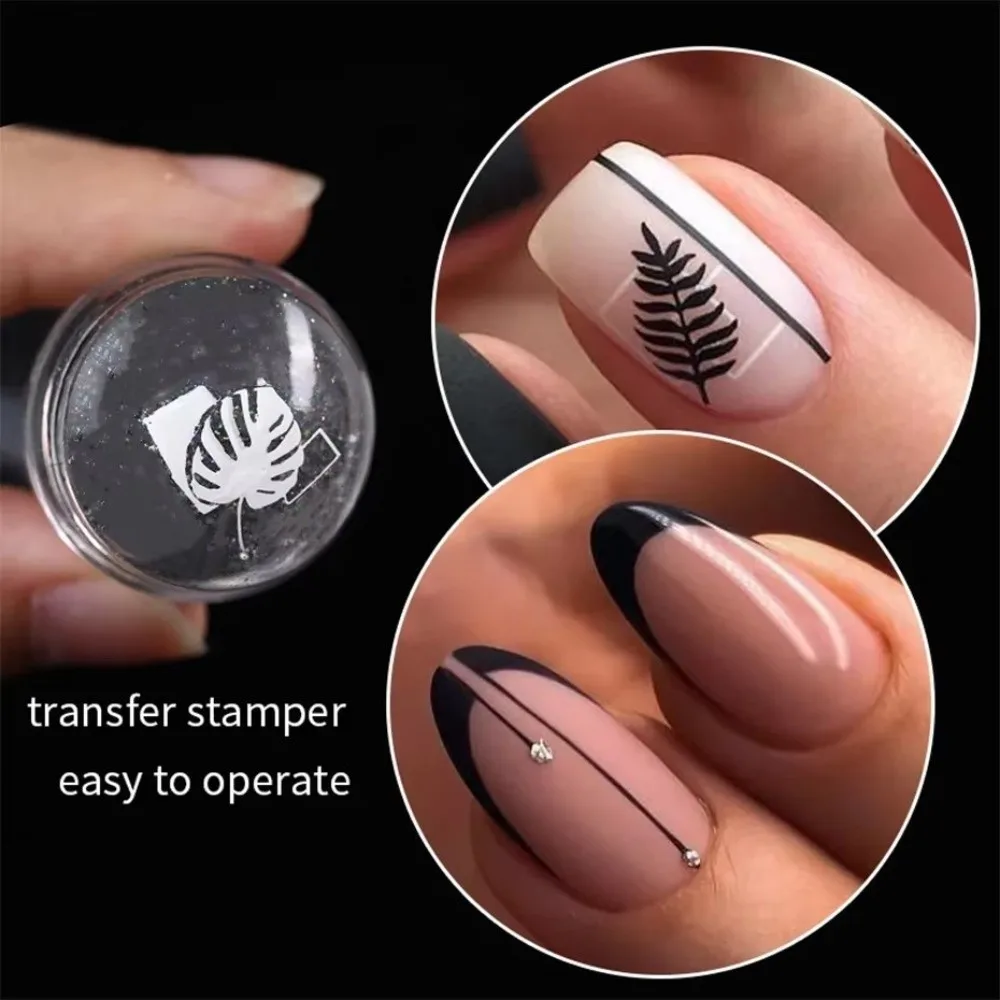 Versatile Silicone Nail Art Stamper Clear Stencil Template Nail Stamping Tool French Nail Stamper Manicure