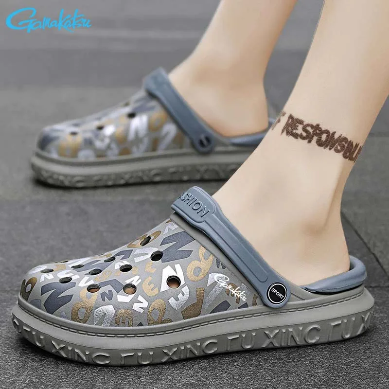 

Gamakatsu Men's Fishing Lightweight Slip-on Sandals Indoor Non-slip Outdoor Beach Casual Daily Wear Comfortable Slip-on Shoes