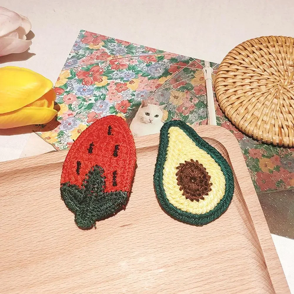 محبوك أفخم الكرتون الفاكهة دبابيس الشعر لطيف التطريز الملونة الأطفال مشبك شعر الاطفال اكسسوارات الشعر