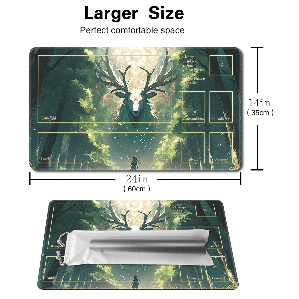 Deer in the woods-Board Game TCG Playmat Table Mat Game Size 60X35 CM Mousepad Compatible for MTG CCG