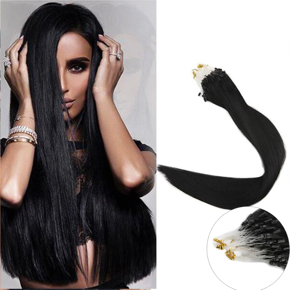 

Human Hair Micro Beads Weft Extensions Virgin Hair Extensions Double Drawn Long Invisible Seamless Nano Micro Ring