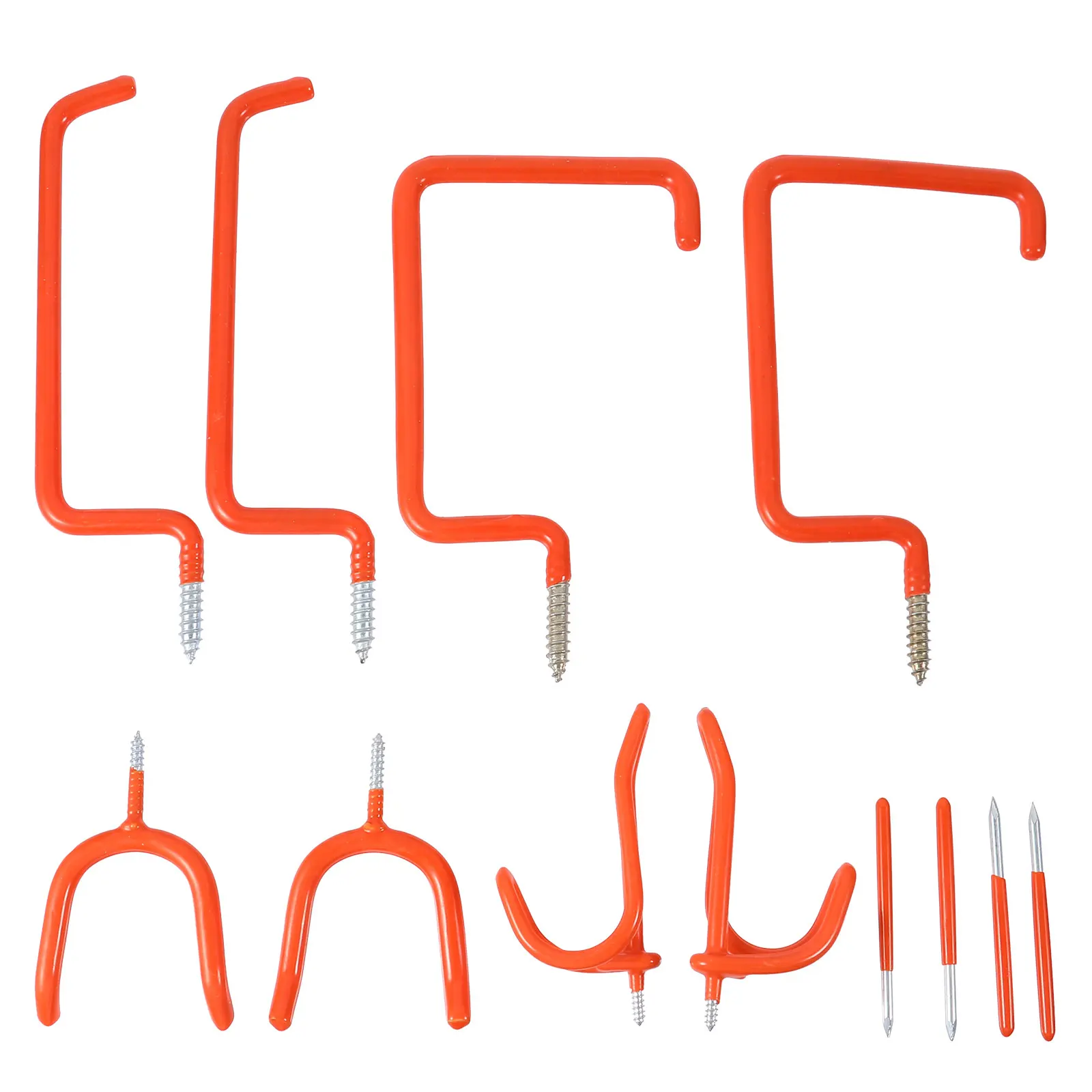 

12 Pcs Hooks Set Heavy Duty Wall Mountable Metal Storage Hangers for Garage Garden Tool Broom Screw-in Steel Car Trunk Organizer