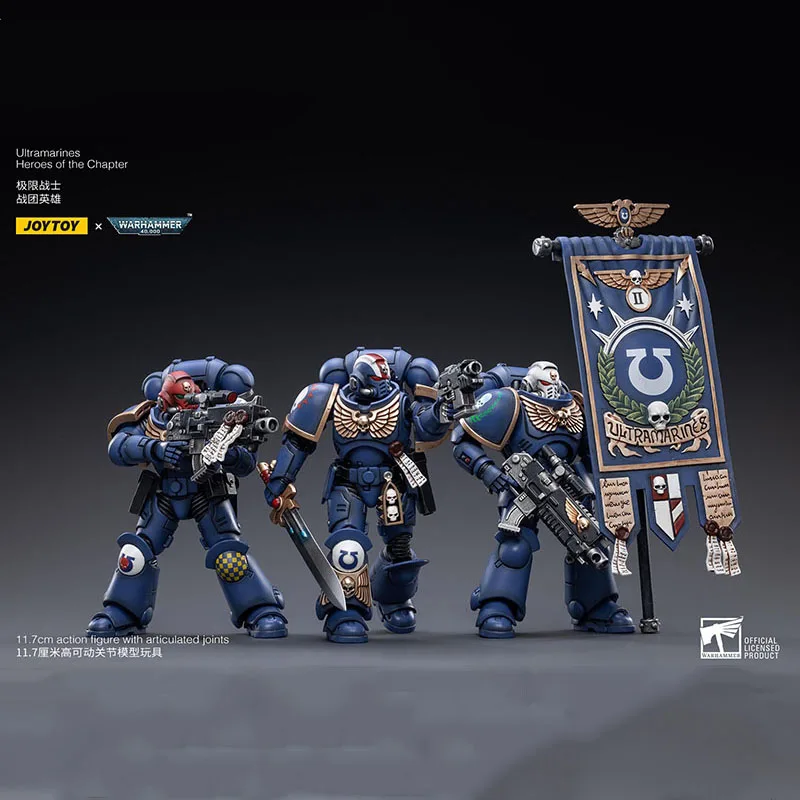 JOYTOY Warhammer 40K 1/18 Ultramarines Heroes of the Chapter Actionfigur Primaris Ancient Posca Lieutenant Erastus Sergeant