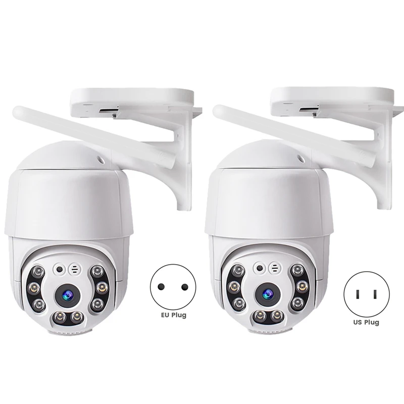 Waterproof Cameras Security Outdoors Cameras With 360°, Color Night Vision/HD/Spotlight/Voice Intercorm EU Plug