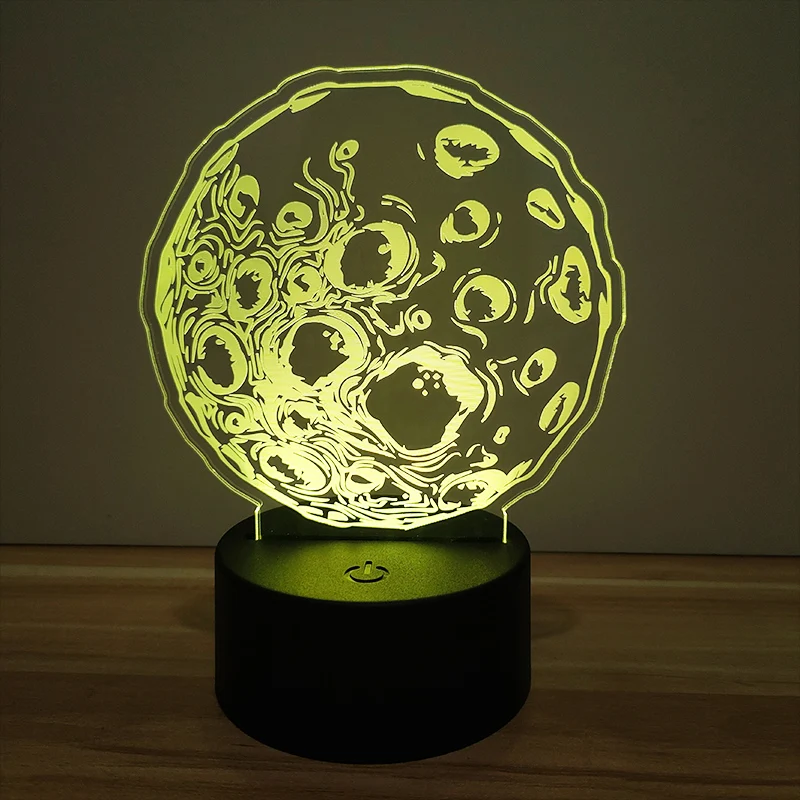 Lámpara de mesa de baja potencia con USB para decoración doméstica, luz nocturna LED acrílica, regalo personalizado, Luna 3d