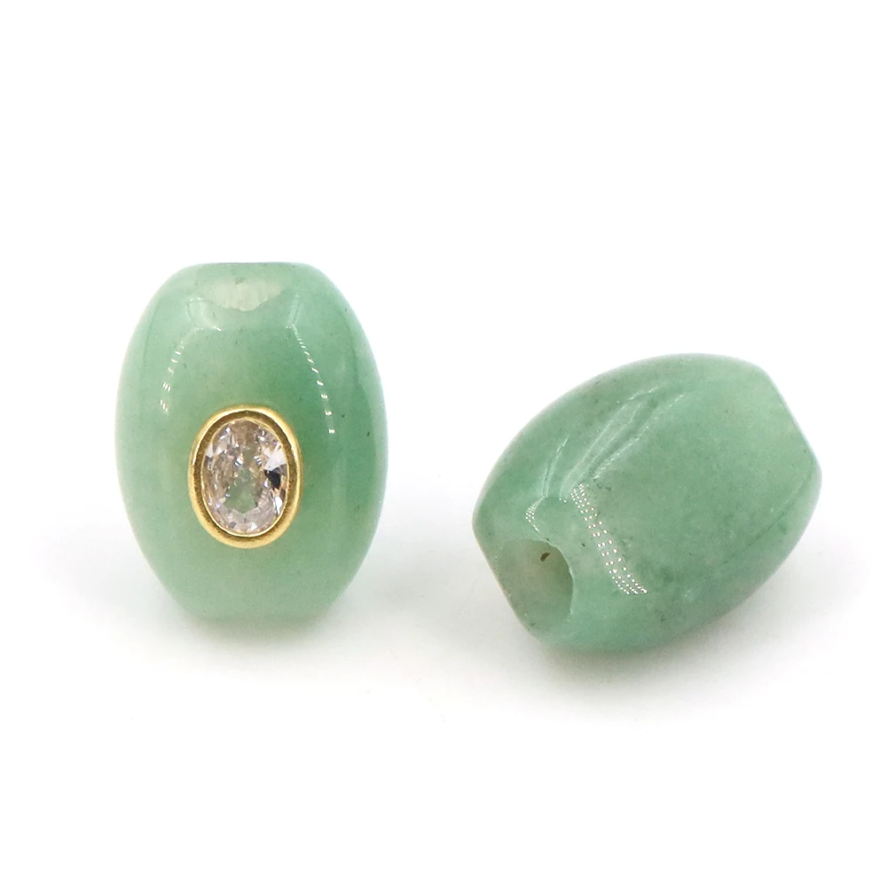 Natural Stone Big Hole Flat Bucket Bead with Zircon Healing Crystal For Jewelry Making Diy Bracelet Handmade Jewelry Accessory view 5