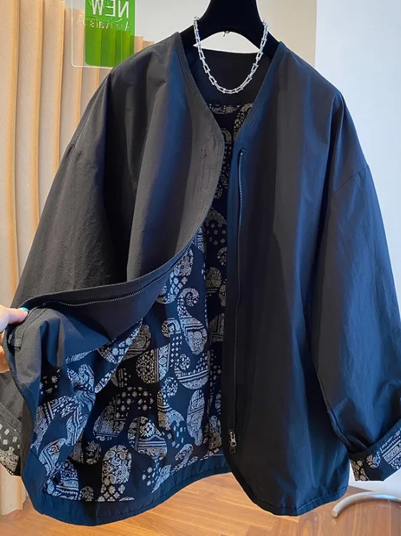 

Ele Loose Long Sve Women's Jaet Autumn 2025 Faion Commute Sle Printed Zipper Closure Casual High-Quali Top