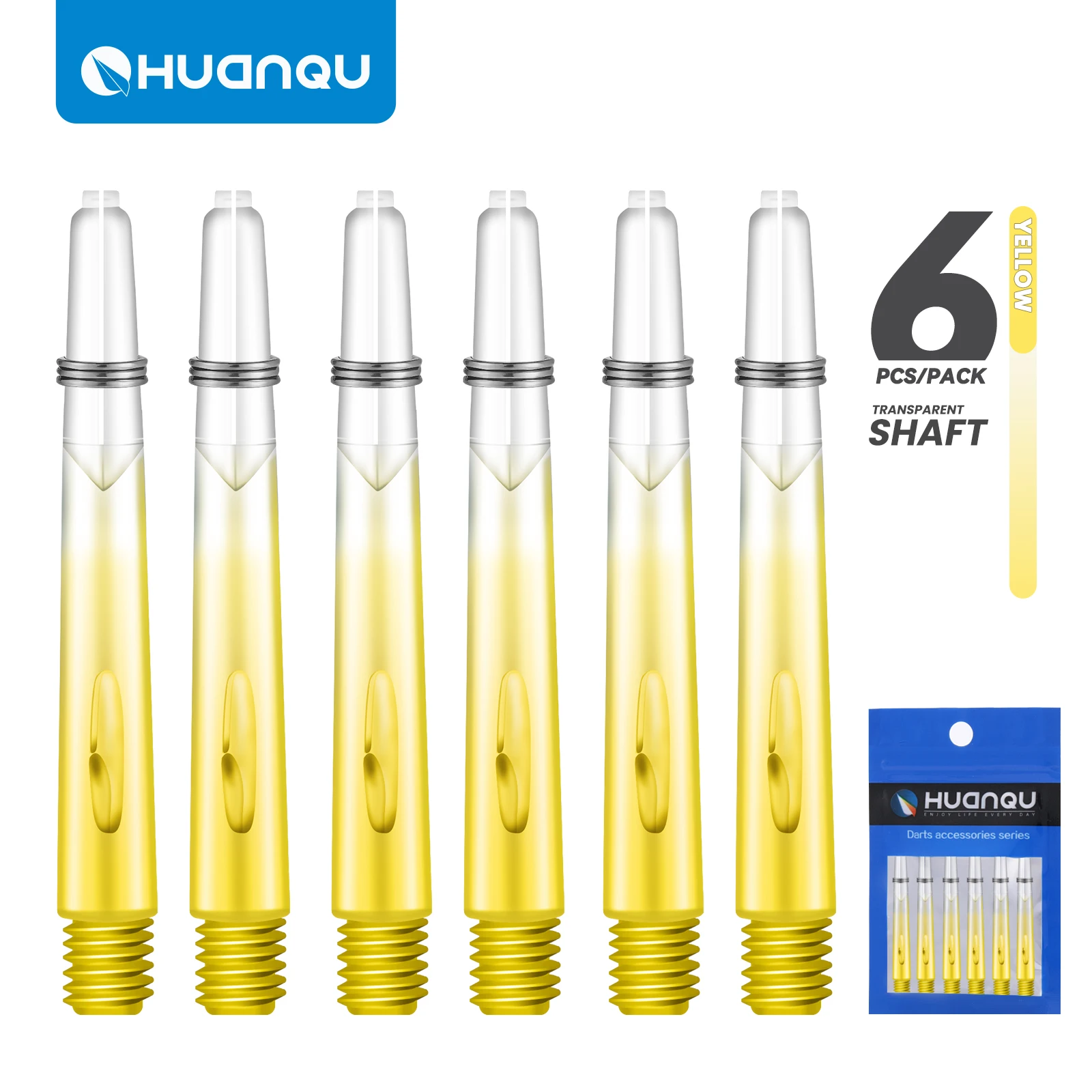 6-Pack of Transparent Colored Dart Shafts, Total Length 53mm, Made of Pc Material, Equipped with Spring Rings, Suitable for Standard 2Ba Thread, Dart Accessories view 5