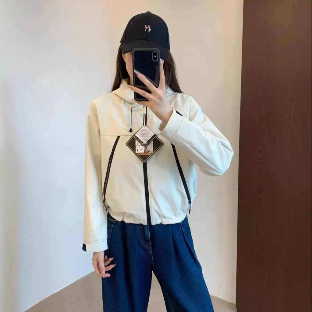 

Women's Windproof 3D Short Zipper Jacket Lightweight Outdoor DuPont Three-proof Technology Fabric Micro Loose Style F100306
