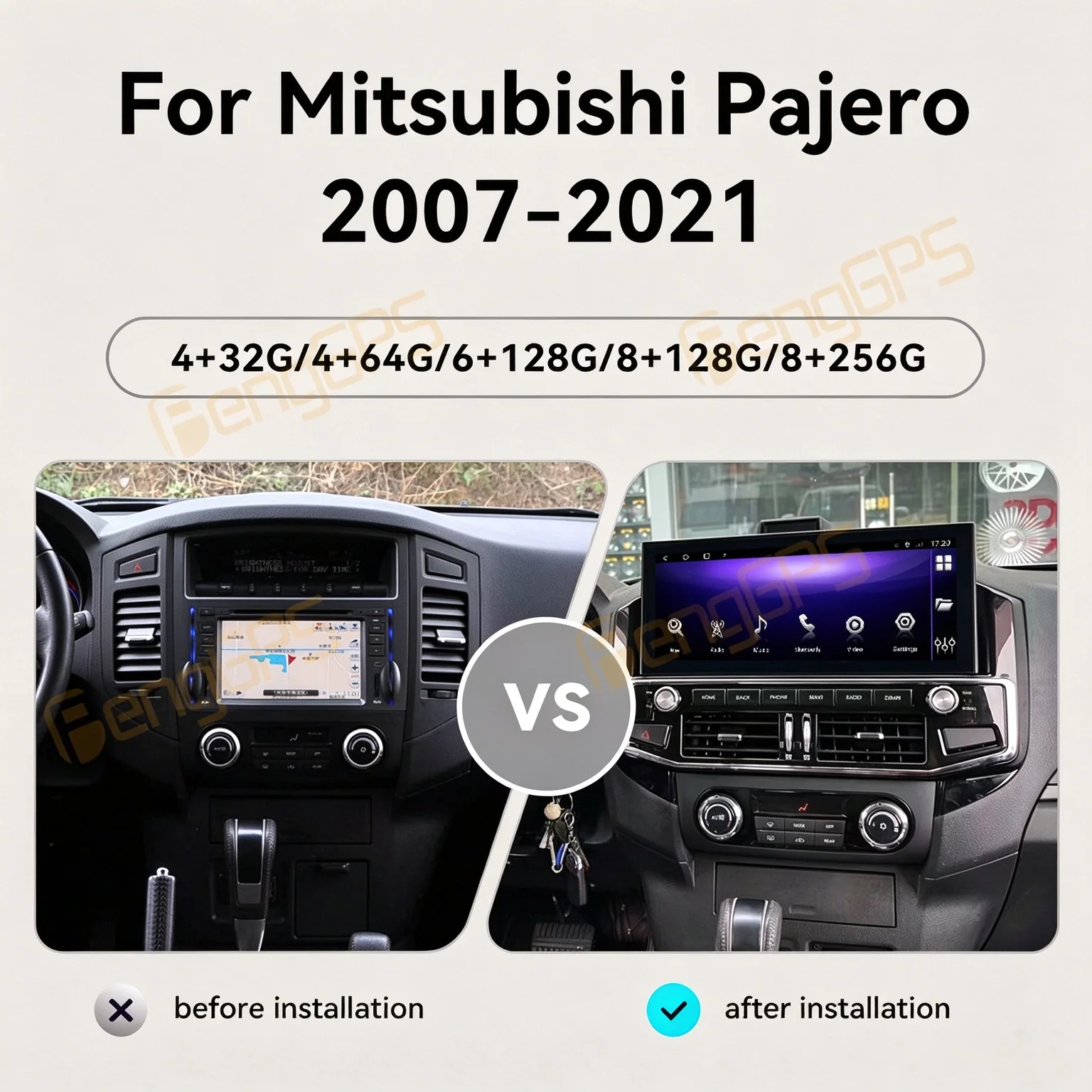 15.8 inch Android 13 Car Radio Ultra-thin Screen For Mitsubishi Pajero 2007‑2021 Multimedia DVD Player Stereo Head Unit Carplay