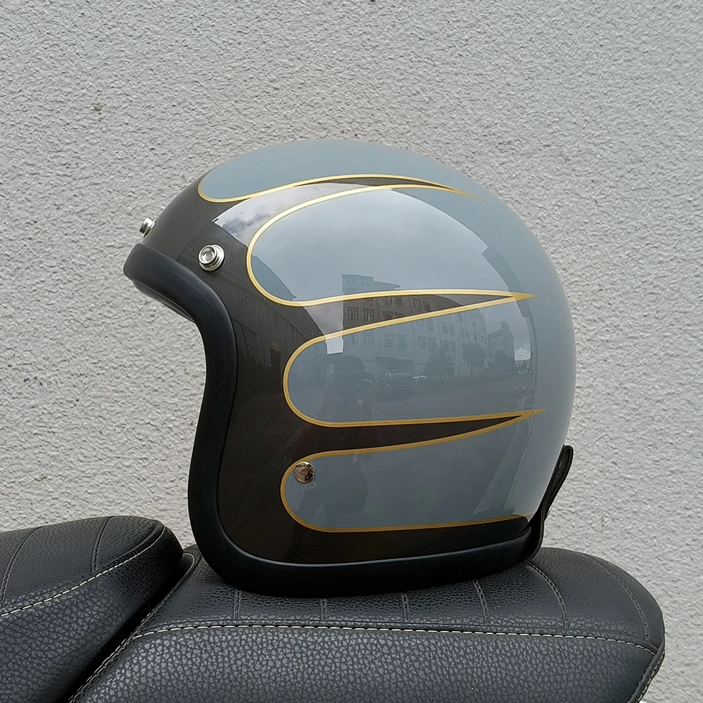 Fiberglass TT&COCASCOS Japan Technolog Motorcycle Helmet Vintage Small Shell 3/4 Jet Scooter Casque Cascos DOT ECE Approved