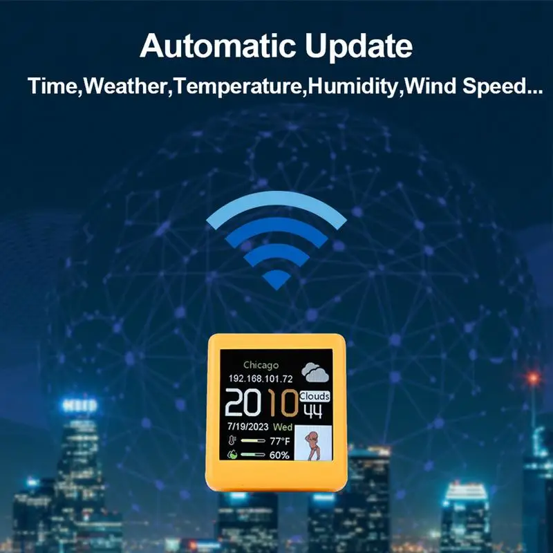 Smart Wifi Weather Station Display Weather Temperature Humidity Time Alarm Clock Mini Weather Desktop Decoration