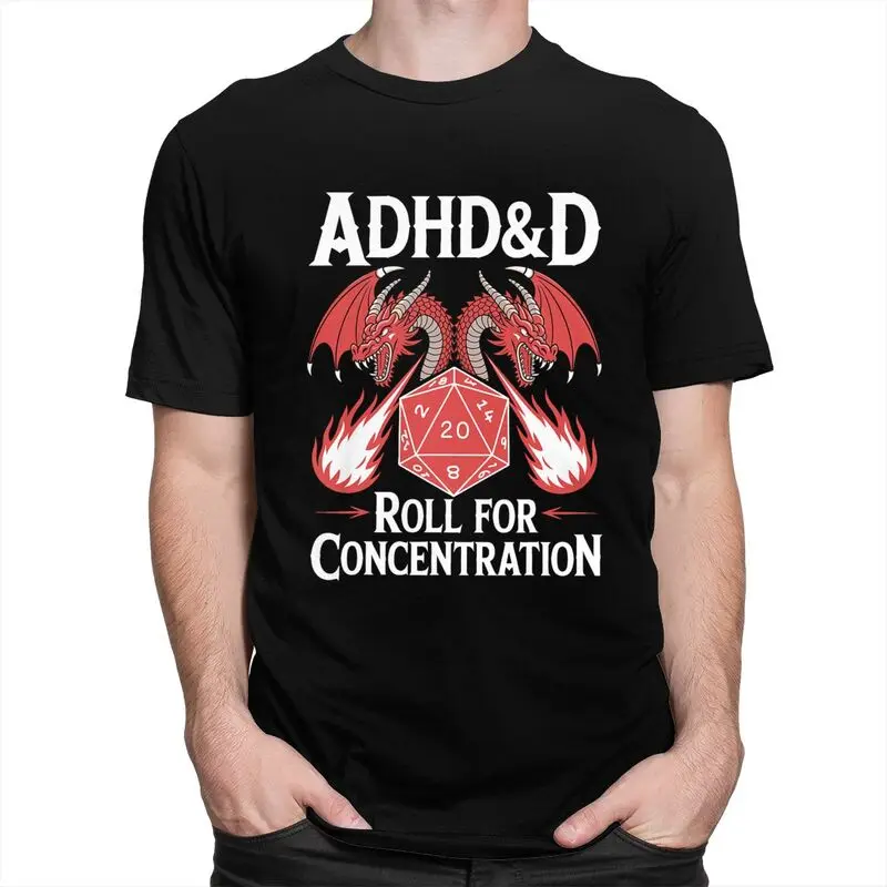 Adhd rouleau pour la Concentration t-shirt unisexe manches courtes mode décontracté graphique t-shirt été coupe ample pur coton t-shirt hauts