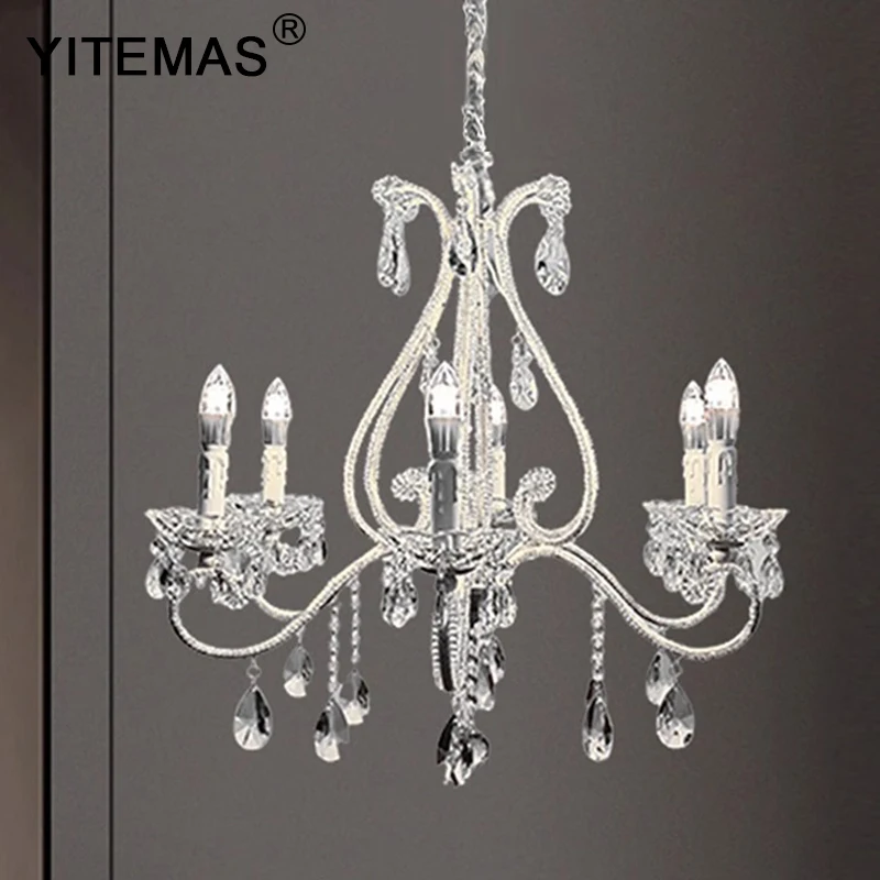 Romantic light luxury white heart-shaped crystal chandelier cream wind living room dining room bedroom study room light