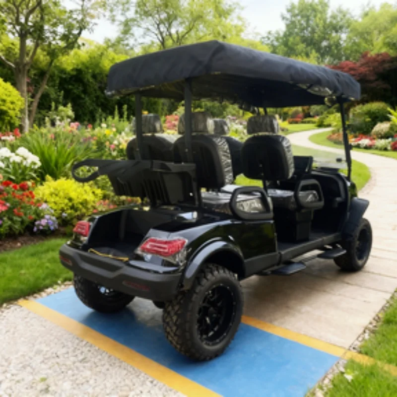 عربة جولف كهربائية عالية الجودة بأربعة مقاعد من المصنع، مركبة استقبال متنزه، عربات التي تجرها الدواب على الشاطئ مع غطاء مطر للزجاج الأمامي قابل للطي #4