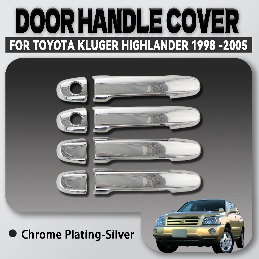 

Abs Silver Black Carbon Fiber Car Door Handle Cover For Toyota Kluger Highlander 1998 - 2005 Car Accessories Exterior Decorate