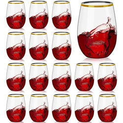 16oz Plastic Stemless Wine Glasses Disposable Heavy Duty Unbreakable Clear Plastic Wine Glasses Recyclable Shatterproof Reusable