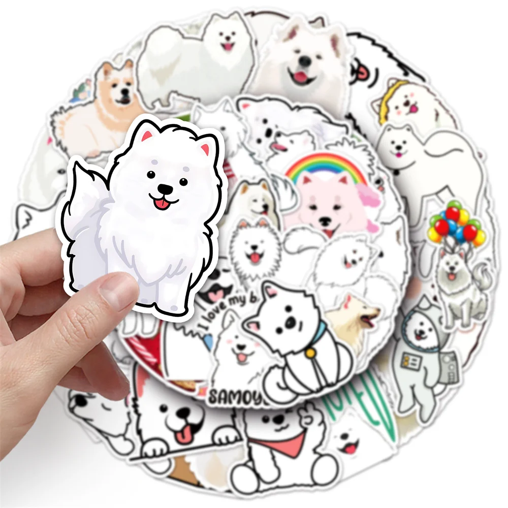 10/30/50PCS Samoyed Cartoon Cute Dog Animal Personality Creative Sticker Phone Desk GuitarSkateboard Waterproof StickerWholesale