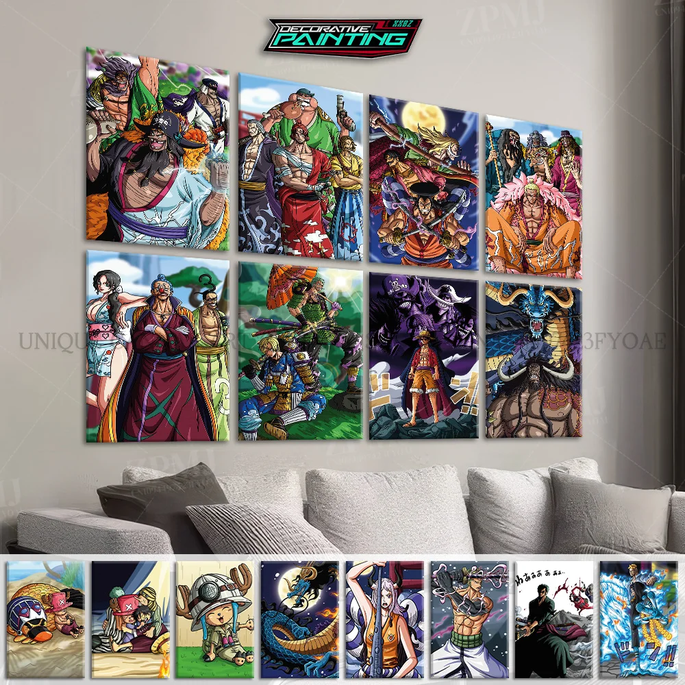 

One Piece HD Prints Home Decor Painting Anime Figures Poster Straw Hat Pirates Wall Art Canvas No Frame Pictures For Living Room