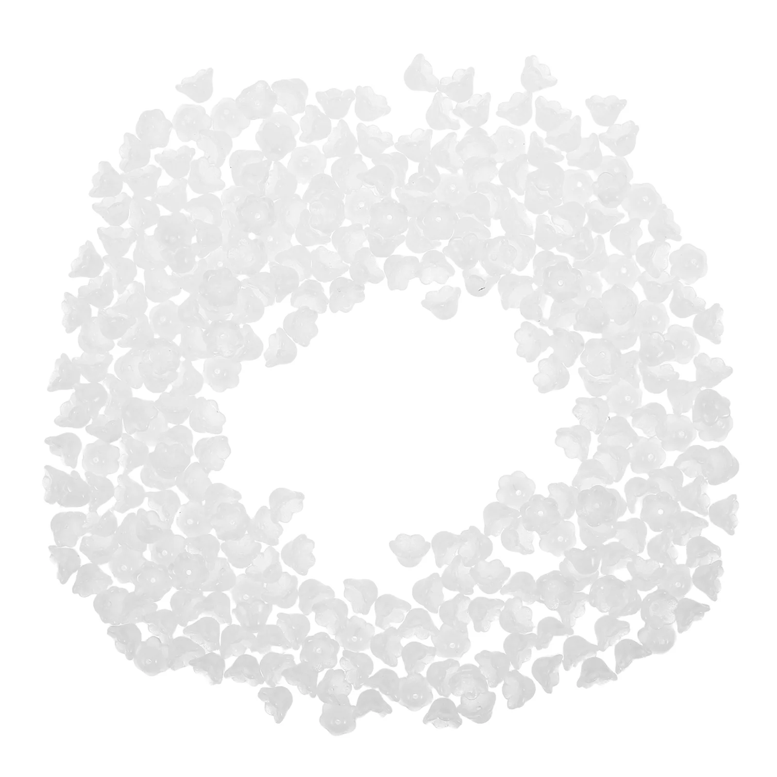 

300Pcs White Bellflower Glass Flower Beads Handmade Decorative Beads for Jewelry Making Hairpin Flower Earring Tassel Crafts