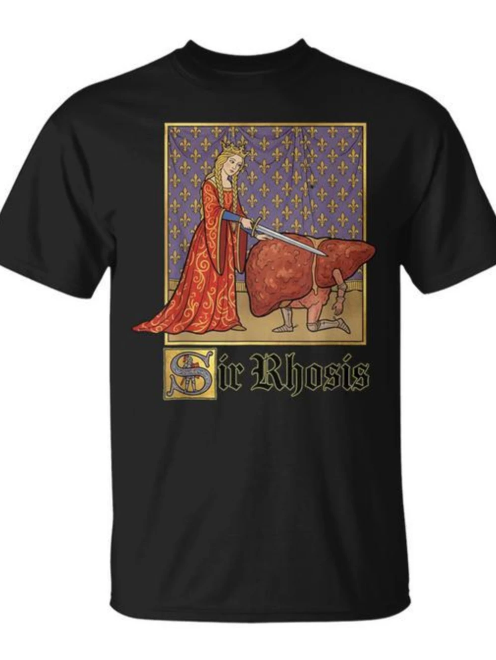 Sir Rhosis Medieval Pun Liver Drunk T-Shirt Herren-Sweatshirt mit Rundhalsausschnitt, Freizeitkleidung, perfekt für den täglichen Gebrauch im Freien – Detail 7