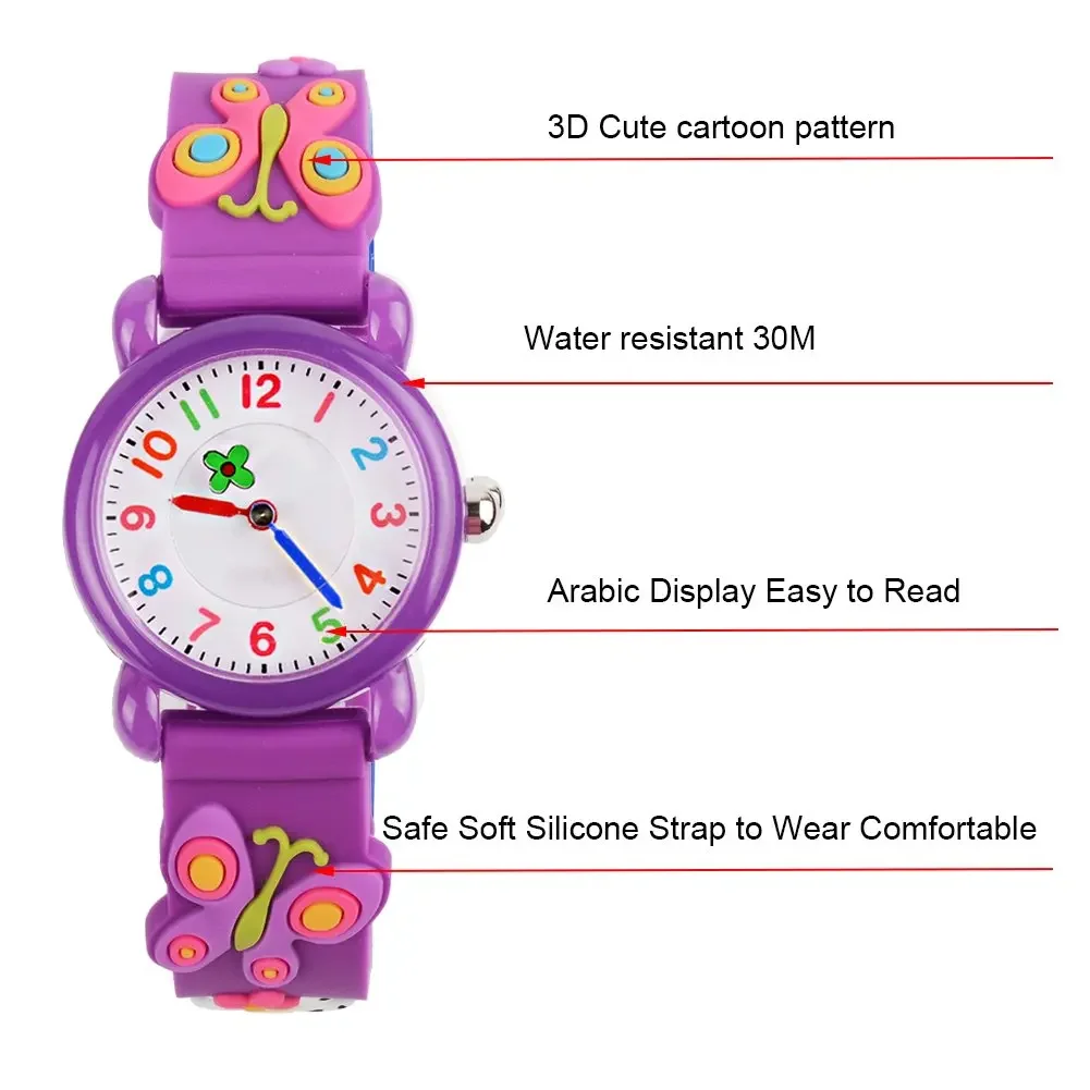 Kids Watches Analog 3D Cartoon Waterproof Sport Children Toddler Wrist Watches Gifts for 3 4 5 6 7 8 9 10 11 12 Ages Girls Boys