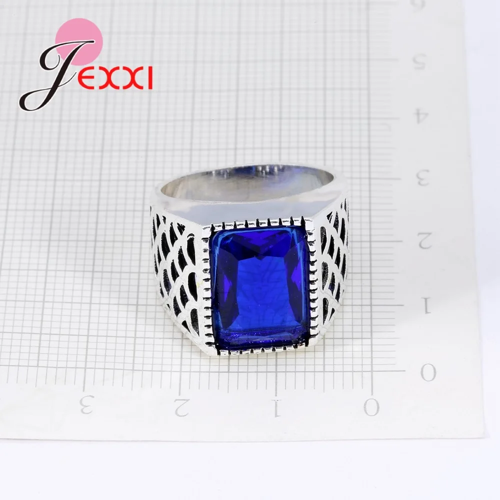 Fashion Brand 925 Sterling Silver Rings For Women Vintage Charms Rectangle CZ Austrian Crystal Stone Wedding Rings Bague