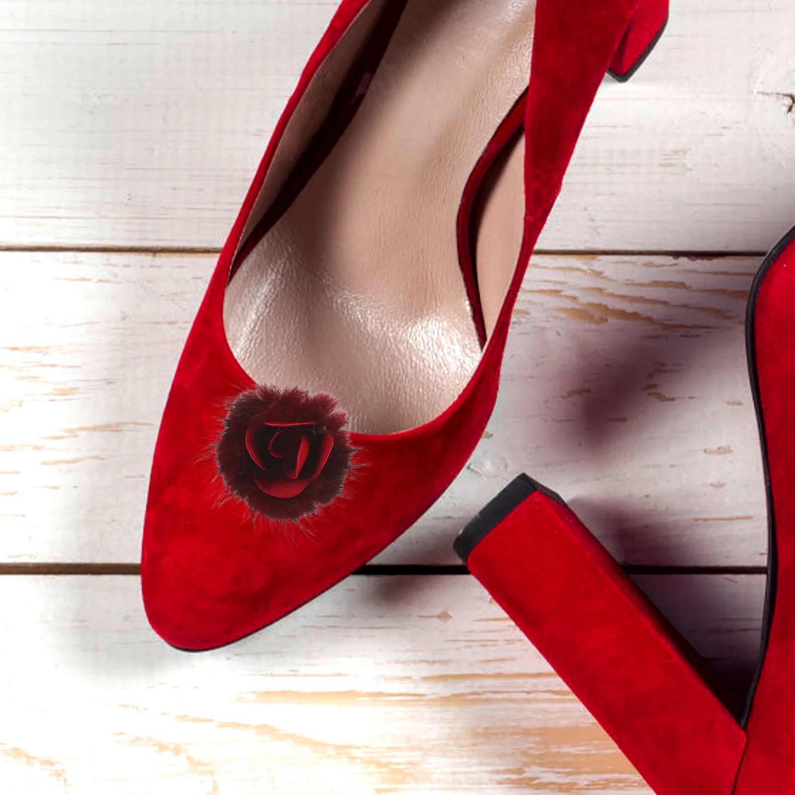 

1 Pair Clip-On High Heel Shoe Decorations: Fox Pom Pom Boot Clips Detachable Wedding Bridal Clogs Accessories Durable