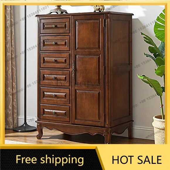 XX. American all solid wood retro bedroom bedside cabinet household storage cabinet