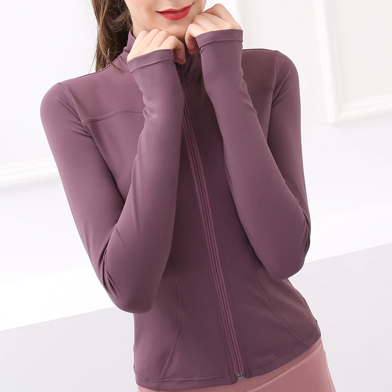 Casual Long Sleeve Sports Jacket Women Zip Fitness Yoga Shirt Quick Dry Gym Top Activewear Running Sportswear Workout Clothes