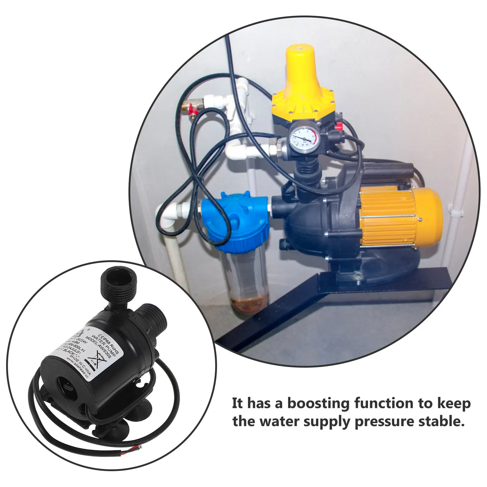 

Compact Four-Thread Booster Pump Precision Submersible Water Pump for Hydroponics Aquarium Fountain Solar Circulation Discharge
