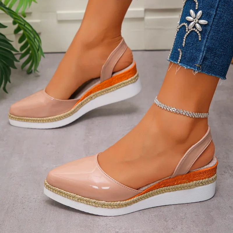 Women's Slingback Sandals 2026 Mid Heels Pointed Toe Closed Toe Sandals Wedge Breathable Casual Comfortable Shoes for Women image 6