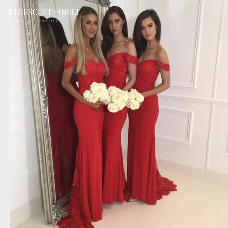 

Iridescent Elegant Appliques Maid Of Honor Sweetheart Zipper Back Mermaid Bridesmaid Dresses Long Wedding Party Gowns Plus Size