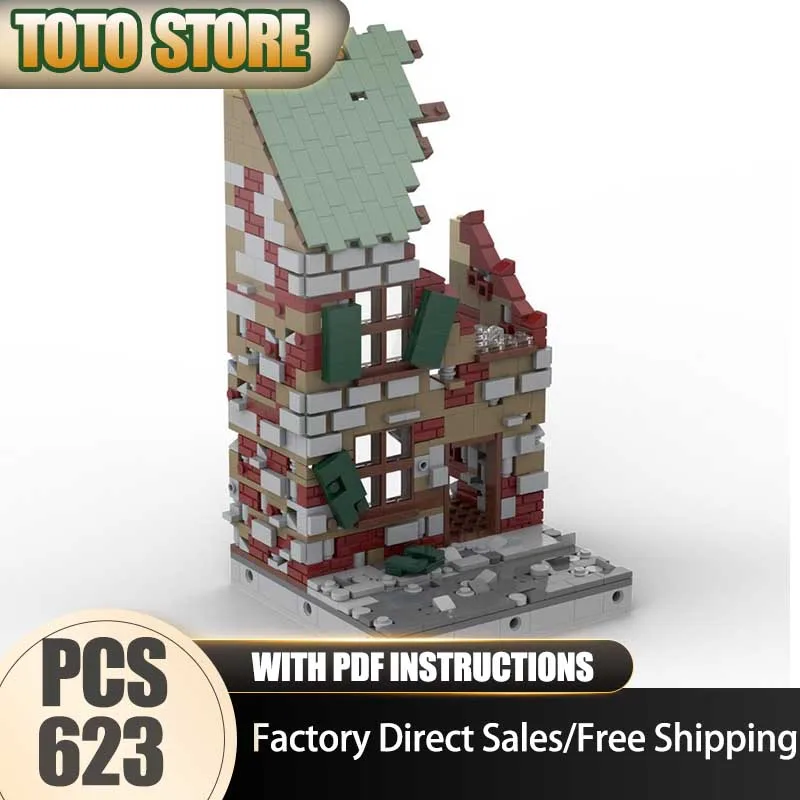 

City Street View Model Moc Building Blocks Modular Ruined House N6 Model Technology Brick Assembly Construction Toy Holiday