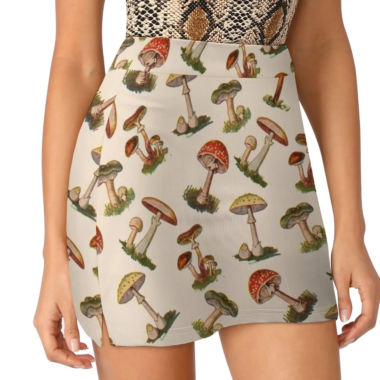 Mushrooms Women's skirt Aesthetic skirts New Fashion Short Skirts Mushroom Fungi Nature Magical Food Tree Stump Dead Tree Stump