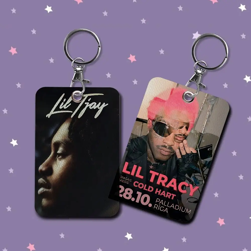 Popular Singer L-lil T-tracy PU Soft Leather Rectangular Key Card Holder Induction Elevator Protection Cover Youth Faion Accory