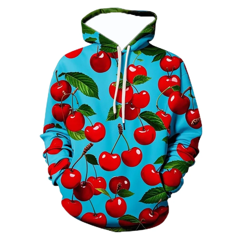 New Cherry Hoodies Funny Fruit 3D Print Women Hooded Sweatshirts Streetwear Pullover Harajuku Tracksuits Female Unisex Clothing