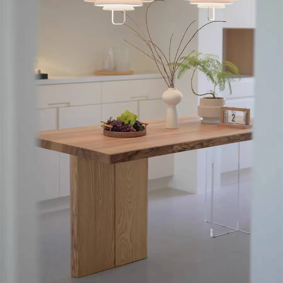 Picture 5: Wabi Sand Wind Log Table and Chair Combination Office Household All Solid Wood Workbench Large Board Table Solid Wood