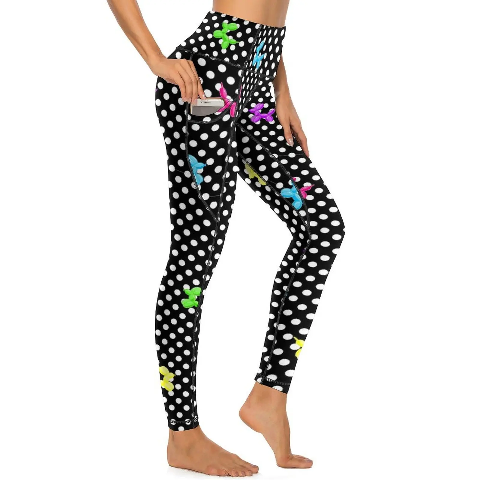 

Polka Dots Leggings Rainbow Balloon Dog Fitness Yoga Pants Push Up Vintage Leggins Quick-Dry Pattern Sports Tights Gift